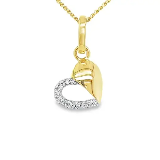 [GH0583] Geelgouden hanger Hart met Zirkonia steentjes