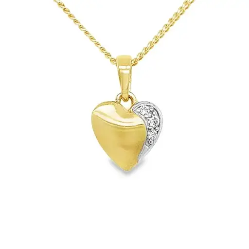 [GH0584] Yellow gold pendant Heart with Zirconia stones