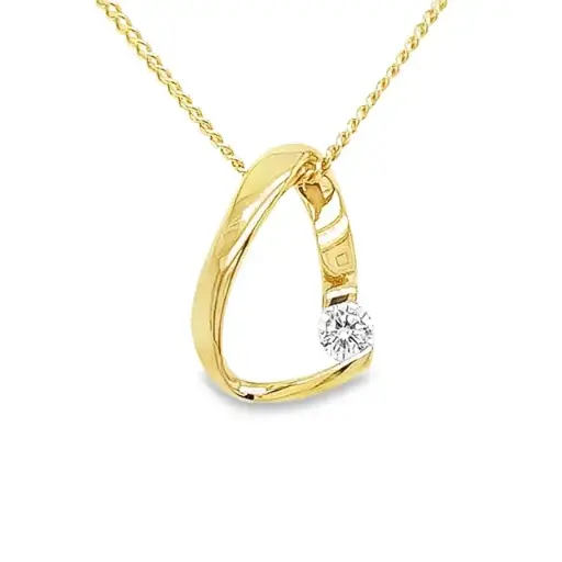 [GH0587] Geelgouden hanger Fantasie met Zirkonia steen