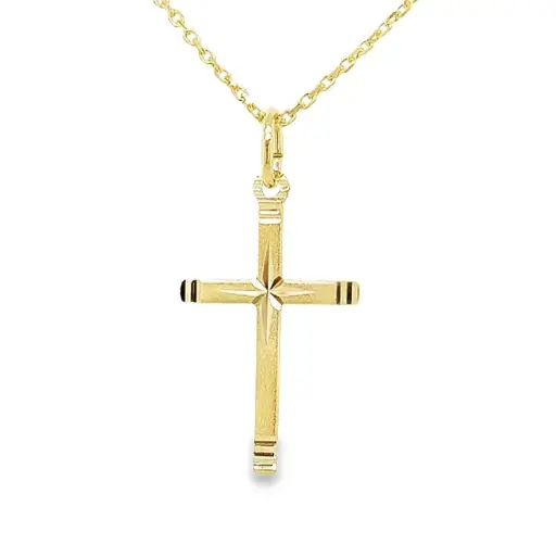 [GH0592] Yellow Gold Cross Pendant Decorated