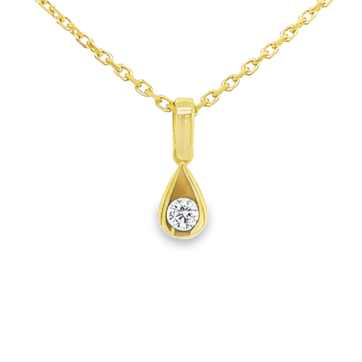 [GH0595] Yellow gold pendant Drop with Zirconia