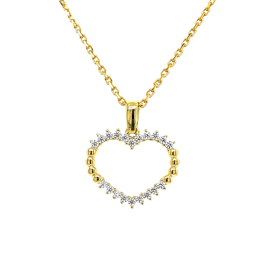 [GH0599] Geelgouden hanger Bolletjes Hart met Zirkonia steentjes