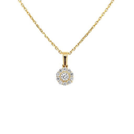 [GH0602] Geelgouden hanger Rozet met Zirkonia