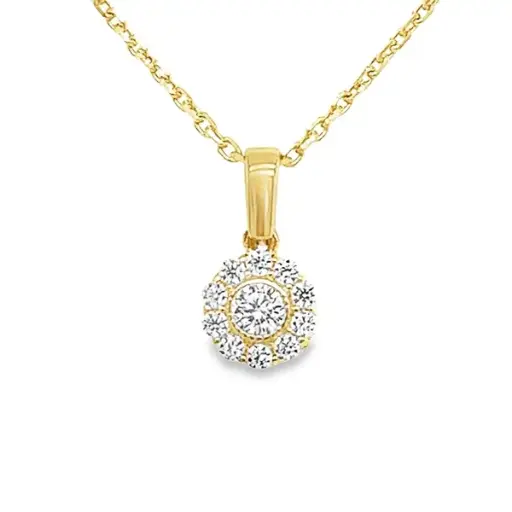 [GH0602] Geelgouden hanger Rozet met Zirkonia
