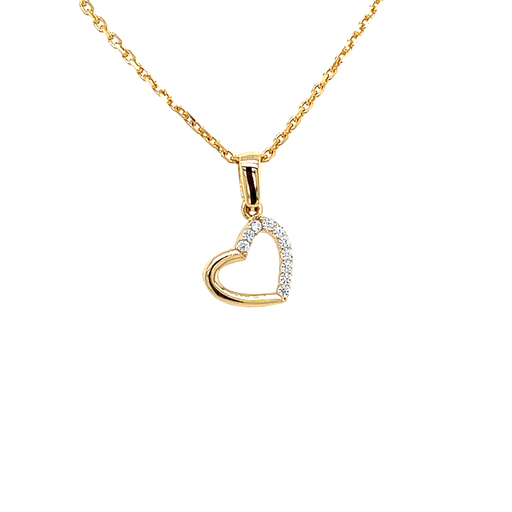 [GH0603] Yellow gold Heart pendant with Zirconia stones
