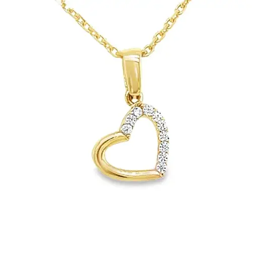[GH0603] Yellow gold Heart pendant with Zirconia stones