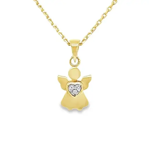 [GH0604] Geelgouden hanger Engeltje met Zirkonia steen