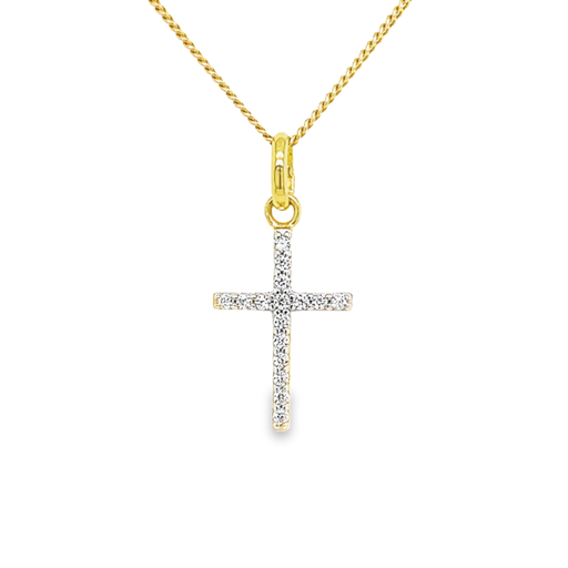 [GH0618] Yellow gold pendant Cross with Zirconia