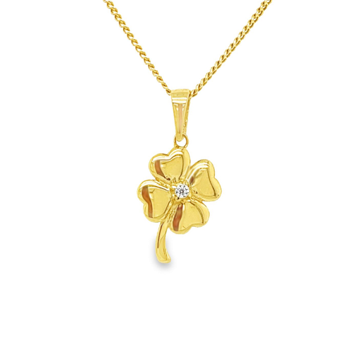 [GH0630] Yellow gold pendant Clover with Zirconia