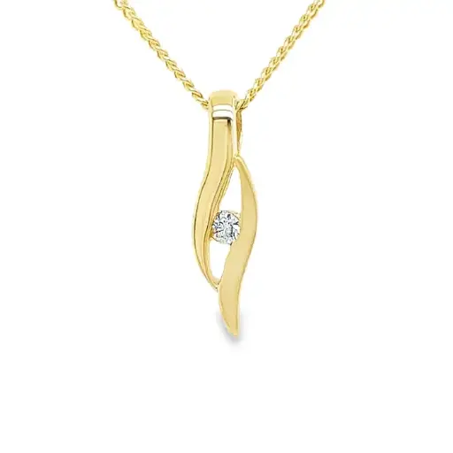 [GH0752] Geelgouden hanger Fantasie met Zirkonia steen 4,9mm breed