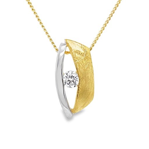 [GH0814] Bicolor gold pendant Fantasy with Zirconia stone
