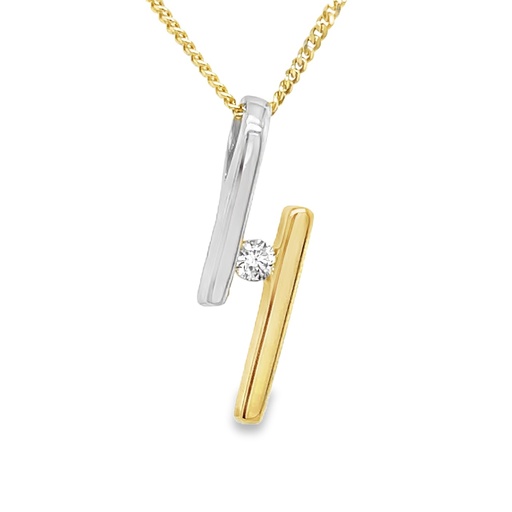 [GH0867] Bicolor gouden hanger Fantasie met Zirkonia steen