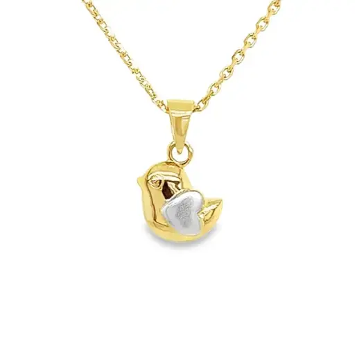 [GH0886] Bicolor gouden hanger Eendje