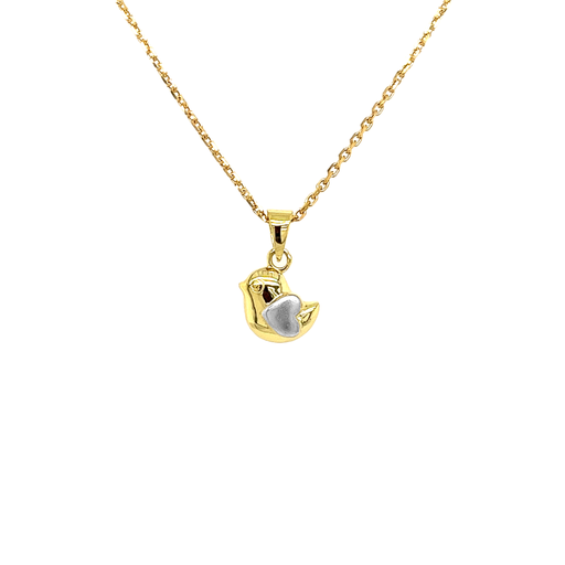 [GH0886] Bicolor gouden hanger Eendje