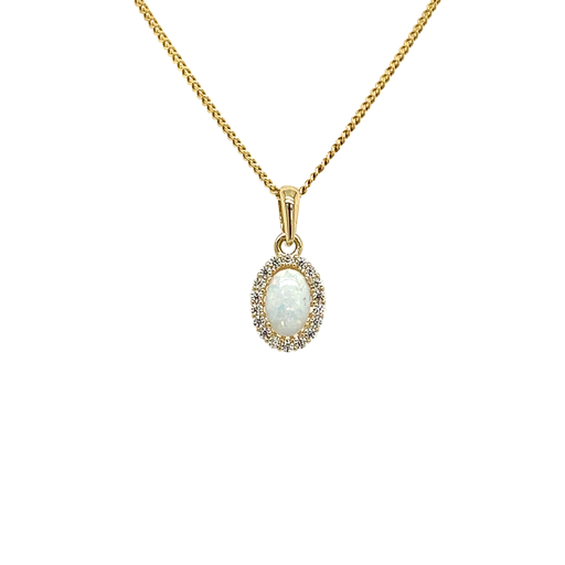 [GH0892] Geelgouden hanger met Opaliet en Zirkonia