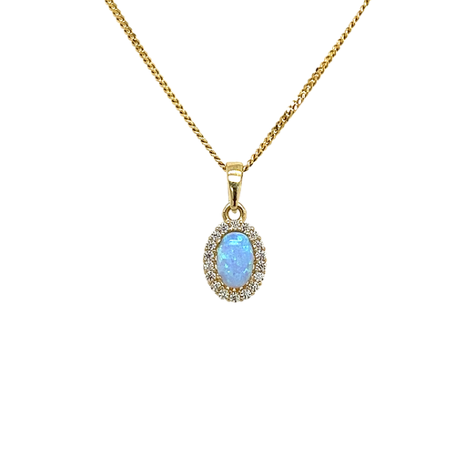 [GH0893] Geelgouden hanger met Opaliet en Zirkonia