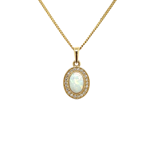 [GH0894] Geelgouden hanger met Opaliet en Zirkonia