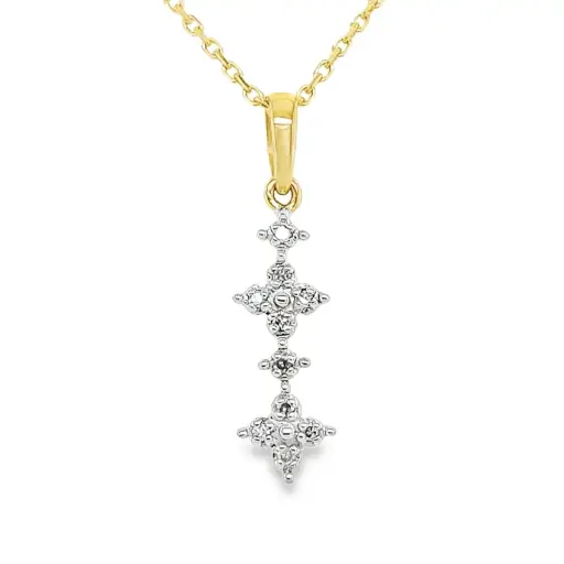 [GHE0645] Geelgouden hanger Fantasie met Diamantjes