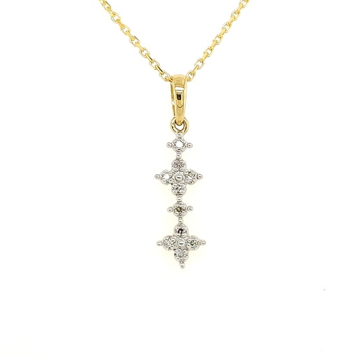 [GHE0645] Geelgouden hanger Fantasie met Diamantjes