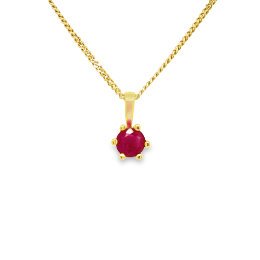 [GHE0676] Geelgouden hanger met Robijn