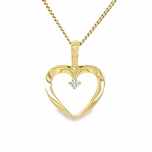 [GHE0679] Geelgouden harthanger met Diamant 0,02 karaat