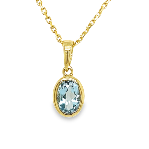 [GHE0950] Geelgouden hanger met Sky Blue Topaas