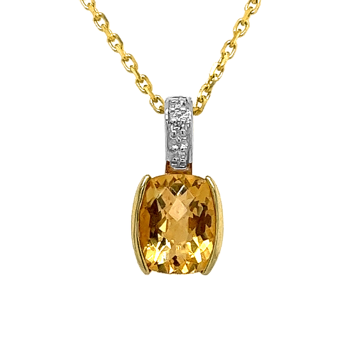 [GHE0967] Geelgouden Hanger met Citrien en Diamant