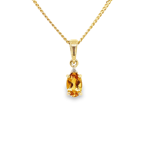 [GHE0975] Geelgouden hanger met Citrien en Diamant
