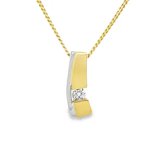 [GHE0999] Bicolor gold pendant with diamond 0.05 carats