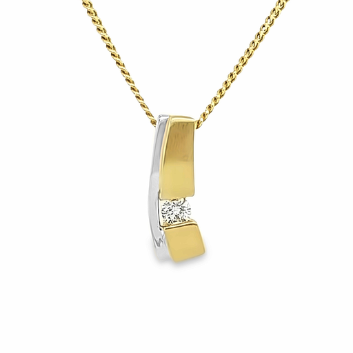 [GHE0999] Bicolor gold pendant with diamond 0.05 carats