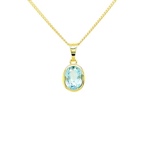 [GHE1479] Yellow gold pendant with Blue Topaz