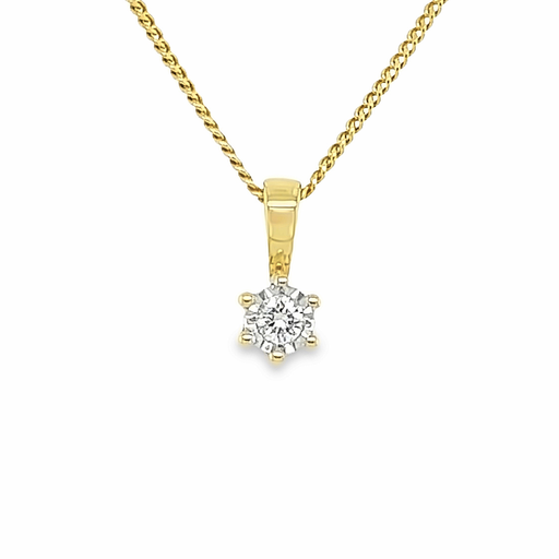 [GHE1542] Geelgouden Illusie Hanger met Diamant 0,05 karaat