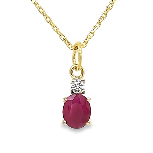 [GHE2106] Geelgouden hanger met Robijn en Diamant