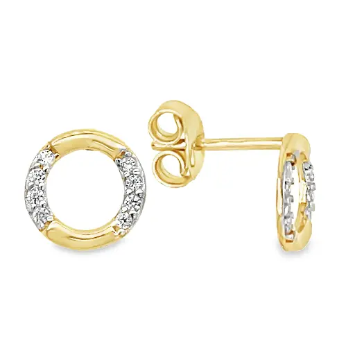 [GO0741] Yellow gold stud earrings with Zirconia stones