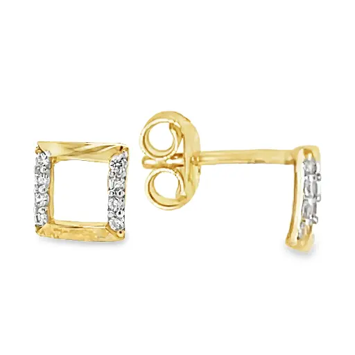 [GO0742] Yellow gold stud earrings with Zirconia stones