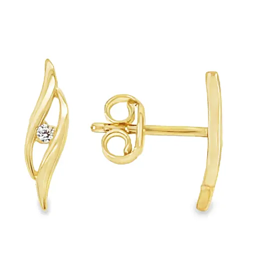 [GO0752] Yellow gold stud earrings with Zirconia stone