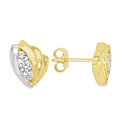 [GO0806] Bicolor gouden oorknoppen met Zirkonia stenen