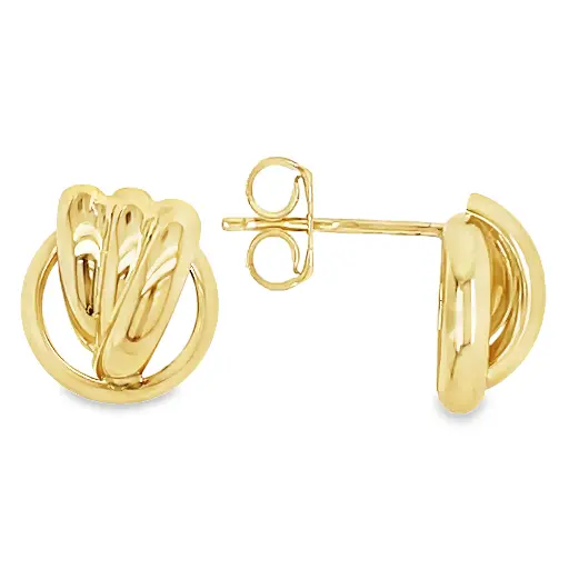 [GO0810] Yellow gold stud earrings Fantasy