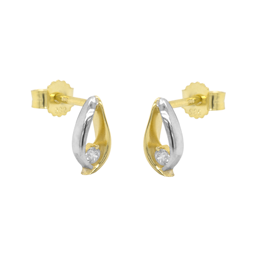 [GO0812] Bicolor gouden oorknoppen met Zirkonia steen