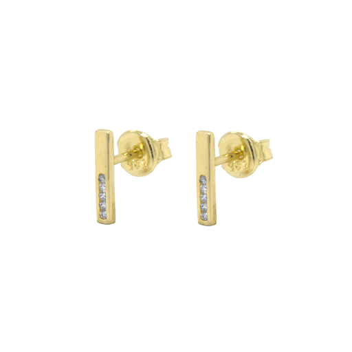 [GO0832] Yellow gold stud earrings with Zirconia stones