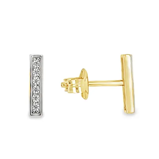 [GO0833] Bicolor gouden oorknoppen met Zirkonia stenen