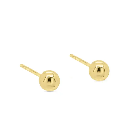 [GO0860] Yellow gold stud earrings ball 3.8mm