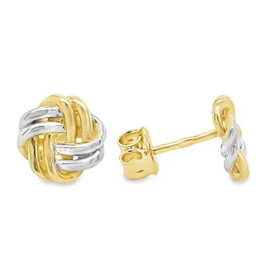 [GO0863] Bicolor gold stud earrings Fantasy