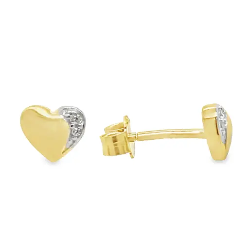 [GO0869] Yellow gold stud earrings Heart with Zirconia stones