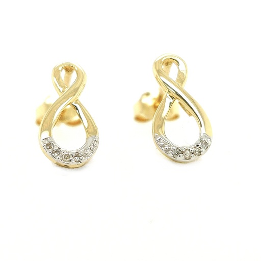 [GOE0962] Yellow gold stud earrings Fantasy Infinity with Diamond