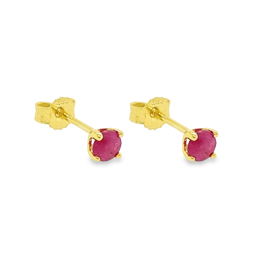 [GOE0985] Yellow gold ear studs with Ruby
