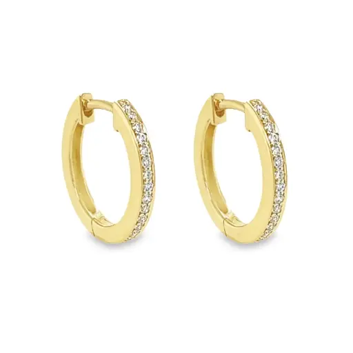 [GOE0995] Geelgouden Rij oorring met Diamant 0,15 karaat