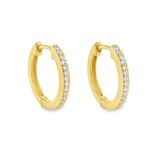 [GOE0995] Yellow gold Row Diamond Earrings 0.15 carats