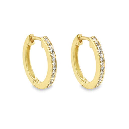 [GOE0995] Yellow gold Row Diamond Earrings 0.15 carats