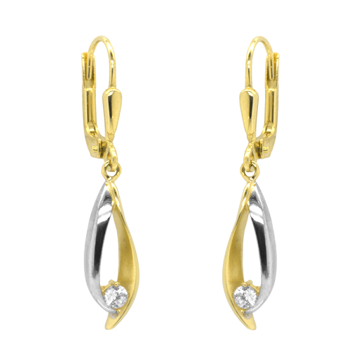 [GOH0813] Bicolor gold earrings Fantasy with Zirconia stone